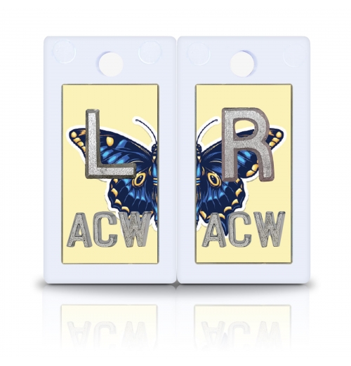 1 5/8" Plastic Backing Lead X-Ray Markers, Blue Butterfly Design